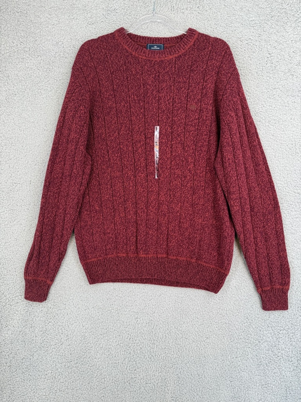 Dockers Mens Large Crewneck long sleeve ribbed Sweater Maroon relaxed fit warm